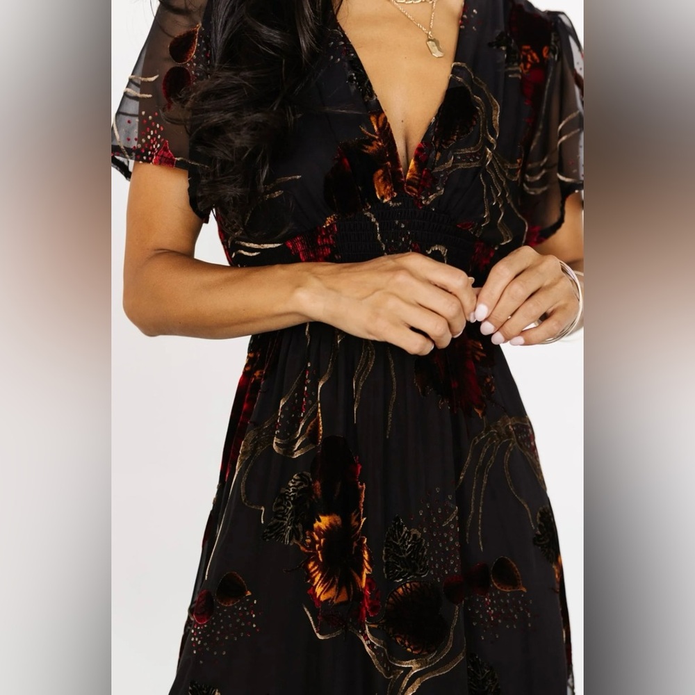 Baltic Born Black and Red Floral Maxi Dress